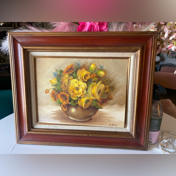 Other - Original Handmade Vintage Oil Painting Fall floral Theme Artist original tag